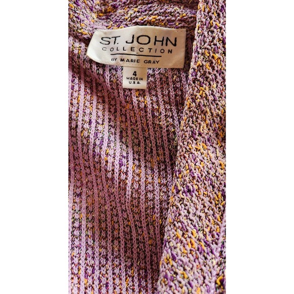St.John Collection Purple Fringed Edges Knit Jacket 4 - Picture 7 of 7
